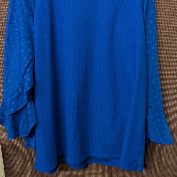 Joie de Vicre Womens Plus Size 2XL 3/4 Sleeve Blue Blouse - Picture 6 of 6